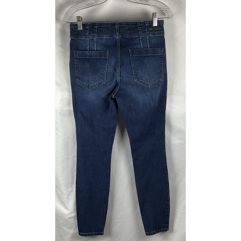 Pilcro Anthropologie Women's S27‎ Jeans Pleated High Rise Dark Wash Blue Skinny - Picture 2 of 16